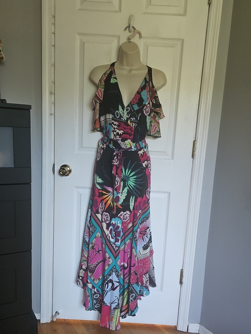 Etro womens multicolor Printed flounced silk maxi dress size 40
